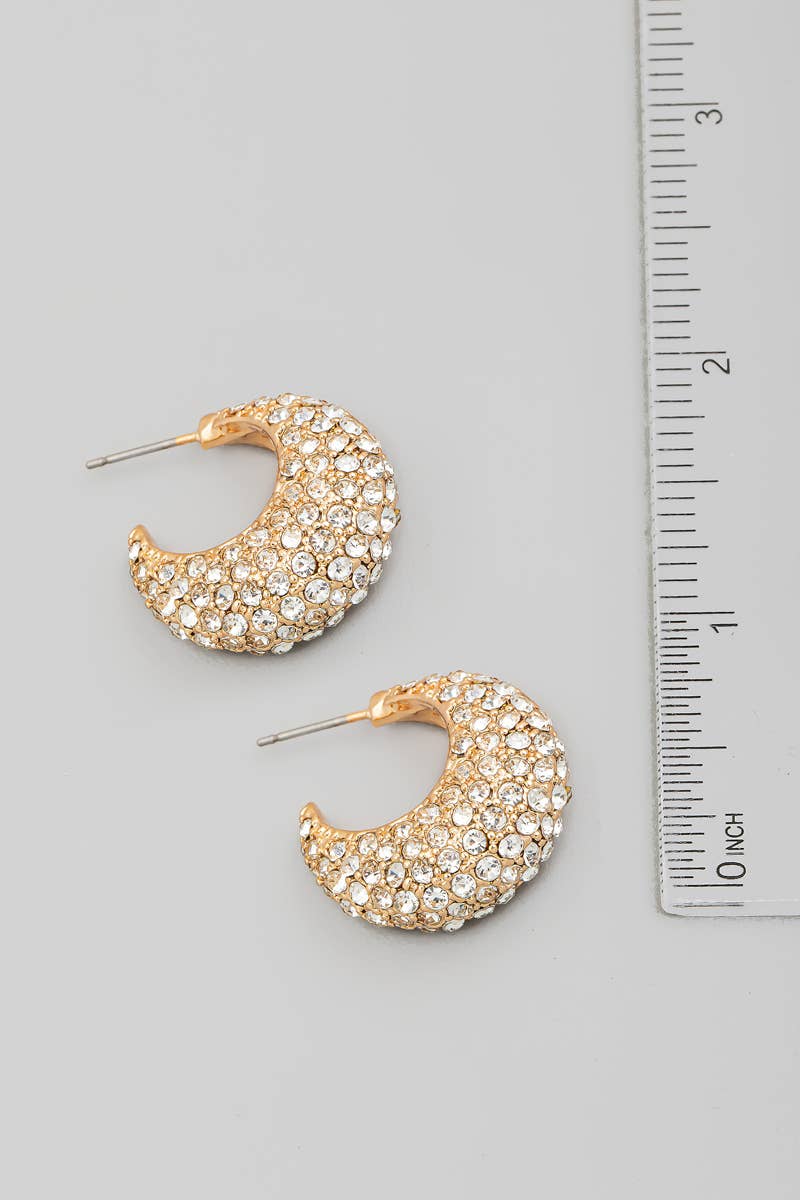 Rhinestone Crescent Hoop Earrings