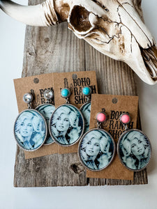 Western Queen Dolly Printed Dangle Earrings