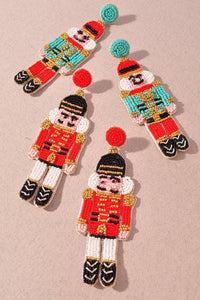 NUTCRACKER HANDMADE BEADED EMBROIDERY EARRINGS