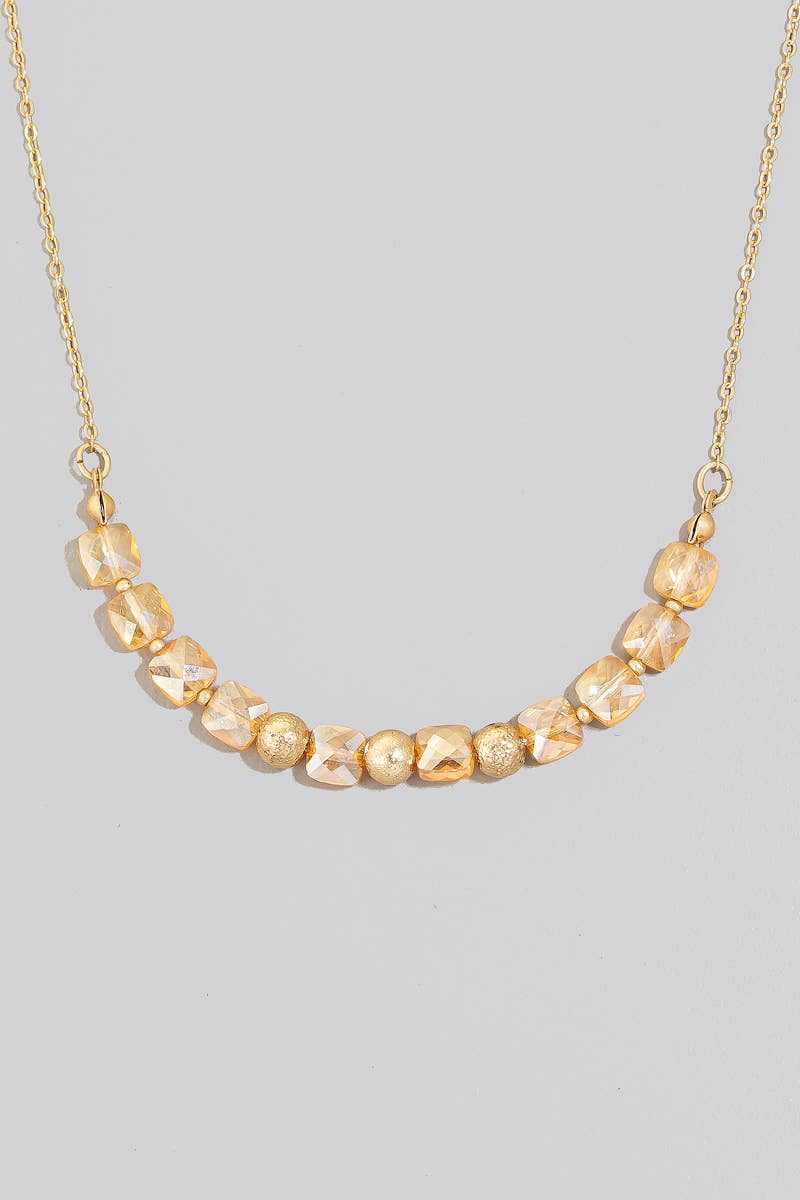 Faceted Glass And Metallic Beads Chain Necklace
