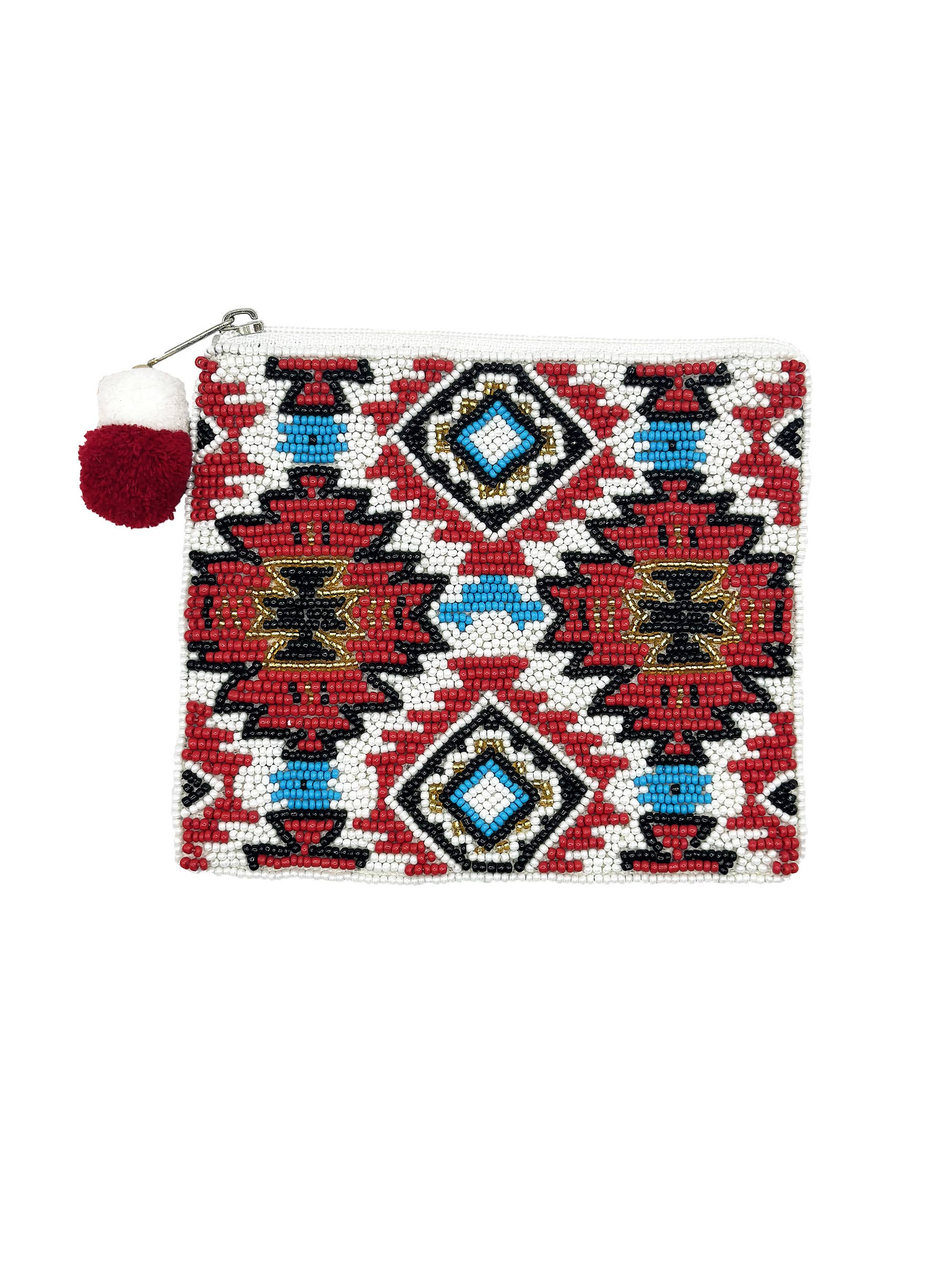 WESTERN PRINT Beaded Coin Purse