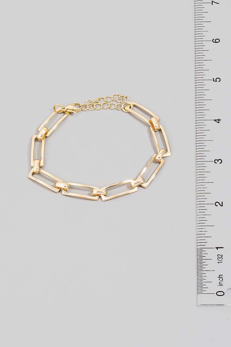 Stainless Steel Metallic Rectangle Chain Link Bracelet