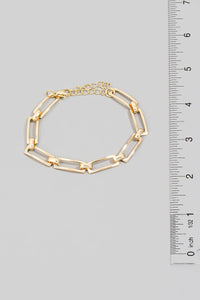 Stainless Steel Metallic Rectangle Chain Link Bracelet