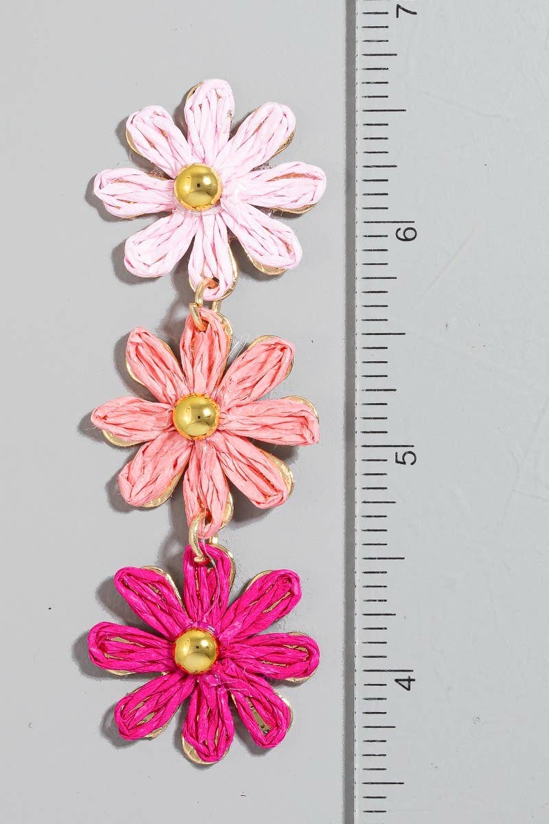 Colorful Braided Flower Chain Dangle Earrings
