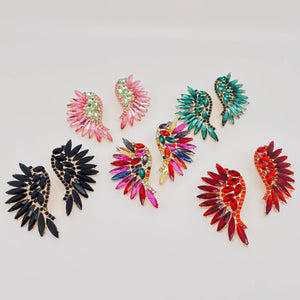 MULTIPLE COLORS: Colored Rhinestone Wing-shaped Earrings