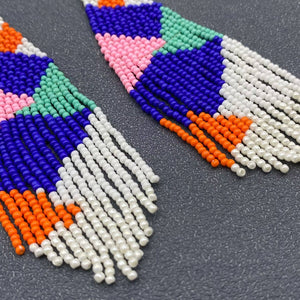 Bohemian Colored Seed Beads Fringe Earrings