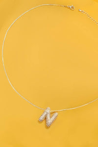 INITIAL PAVE RHINESTONE BUBBLE BALLOON NECKLACE