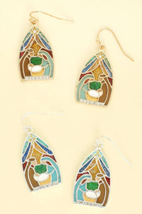 CHRISTMAS NATIVITY THEME EPOXY DANGLE EARRINGS XE15366