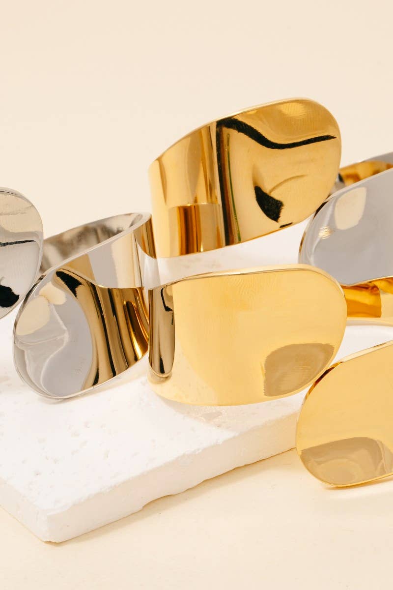 Stainless Steel Flat Wrap Around Cuff Bracelet