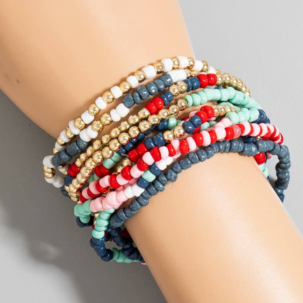 Mixed Colored Seed Beaded Bracelet Set
