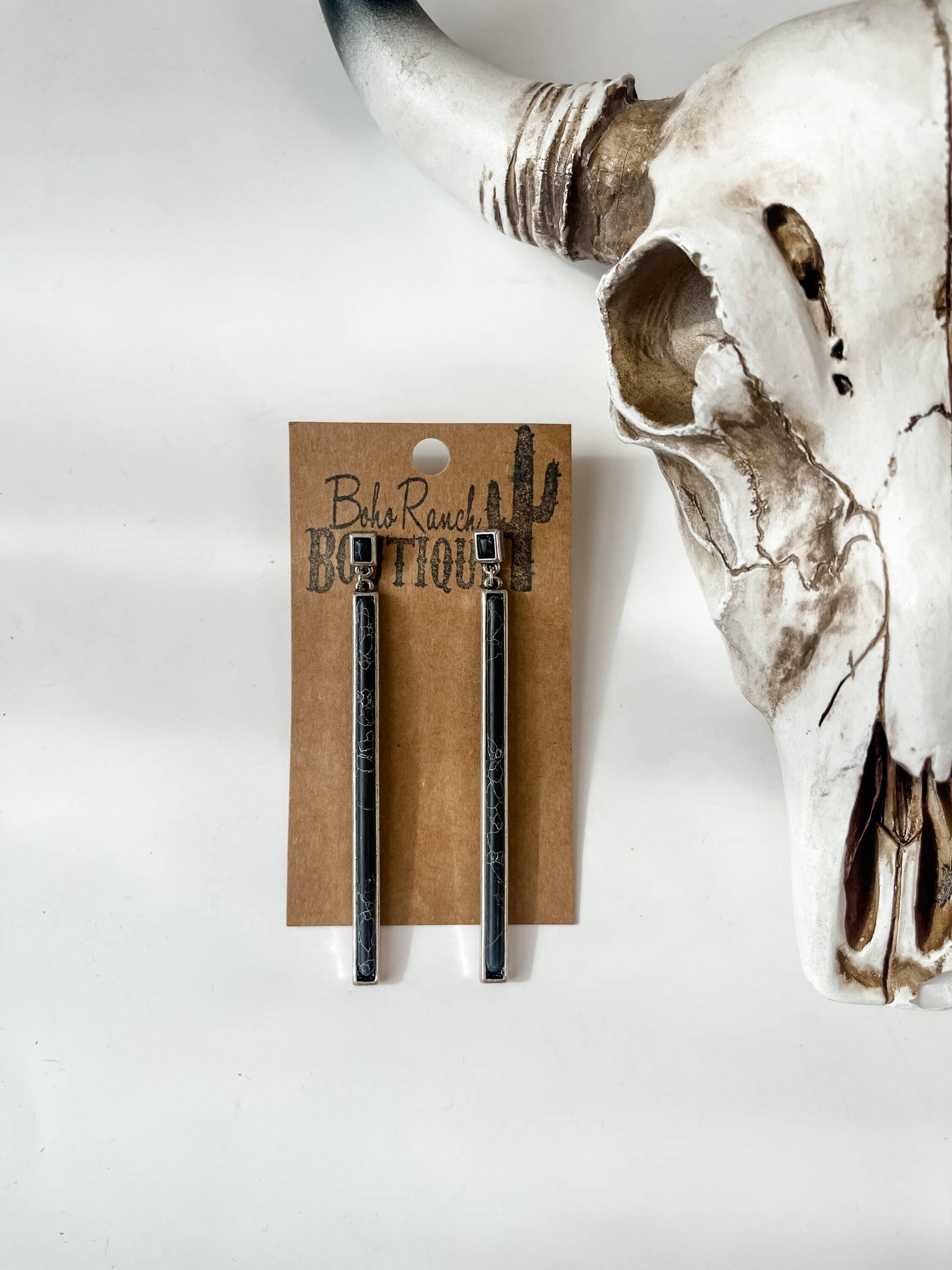 Western Bar Stone Earrings -  Earring Statement Earrings