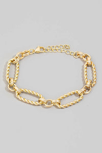 Stainless Steel Twisted Oval Chain Link Bracelet