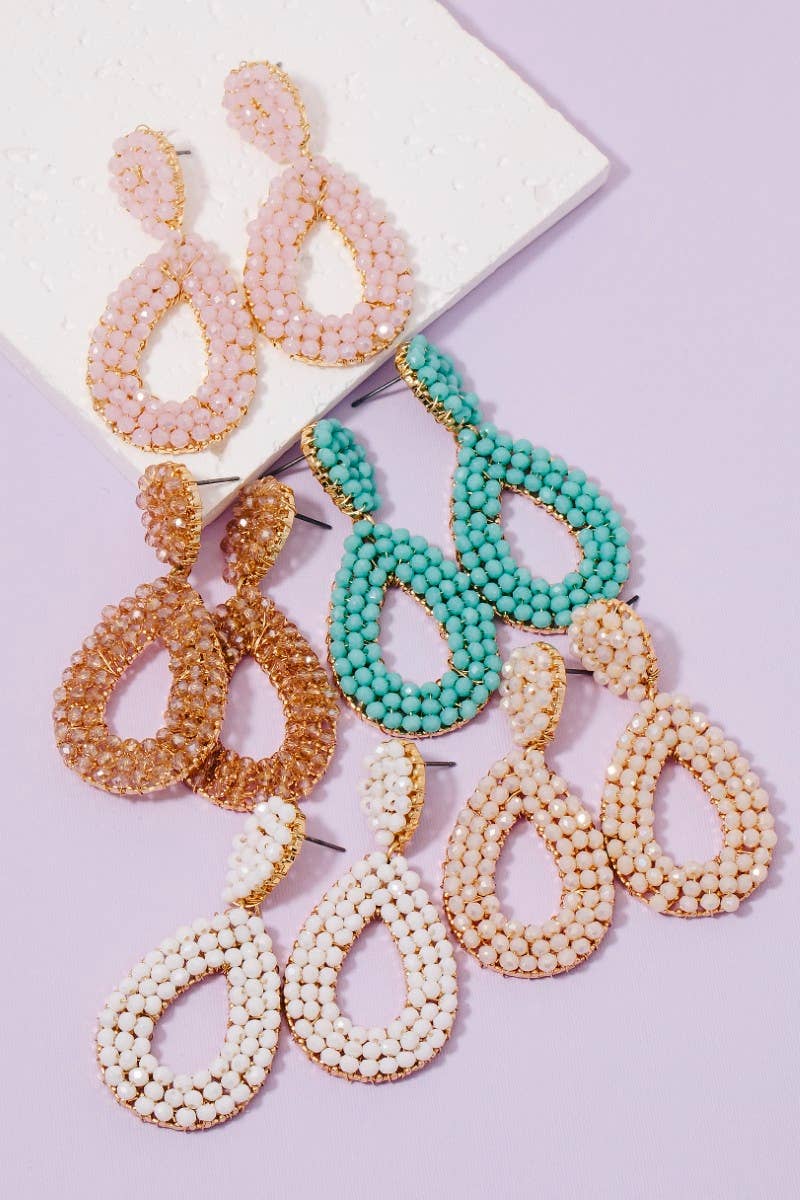 Faceted Beaded Teardrop Earrings