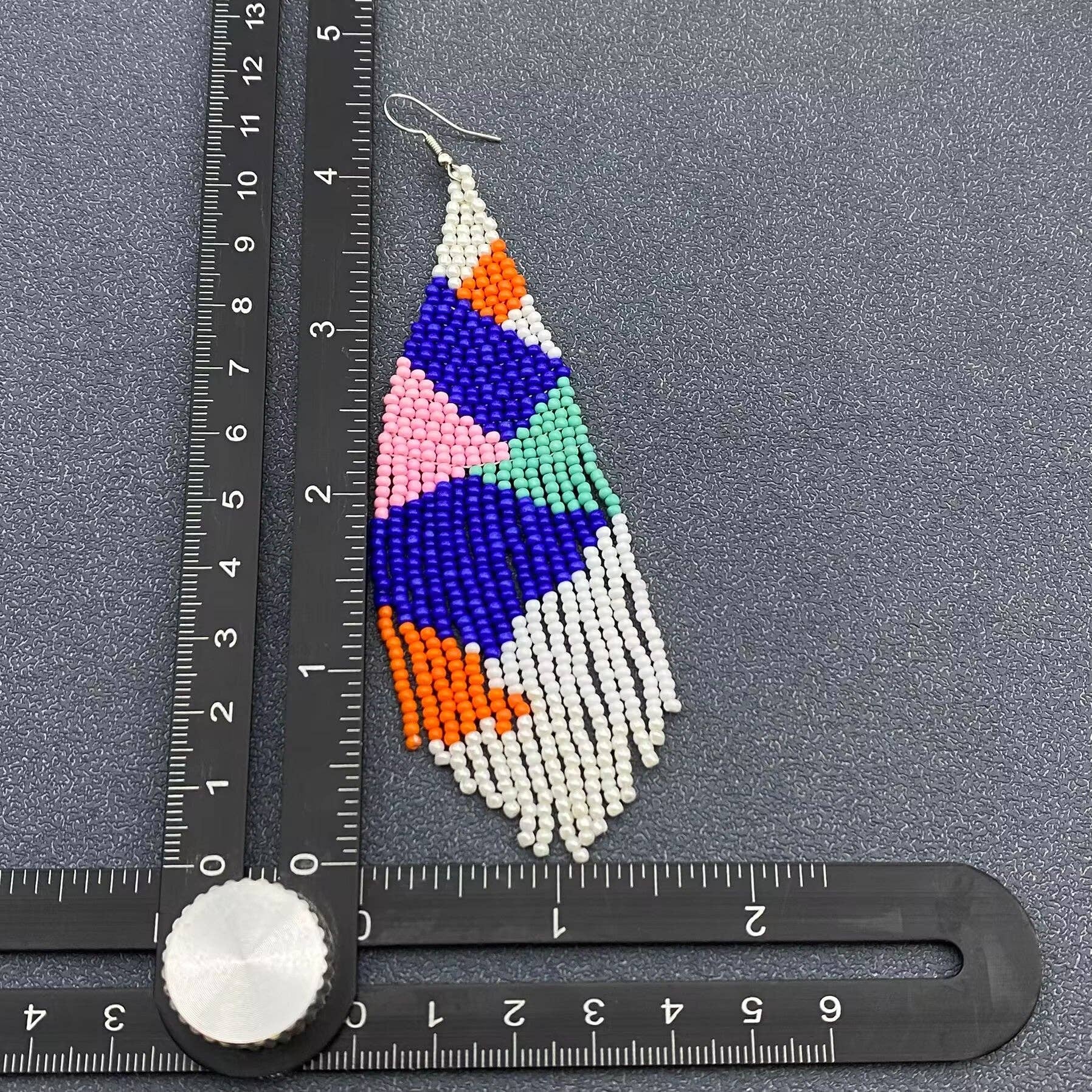 Bohemian Colored Seed Beads Fringe Earrings