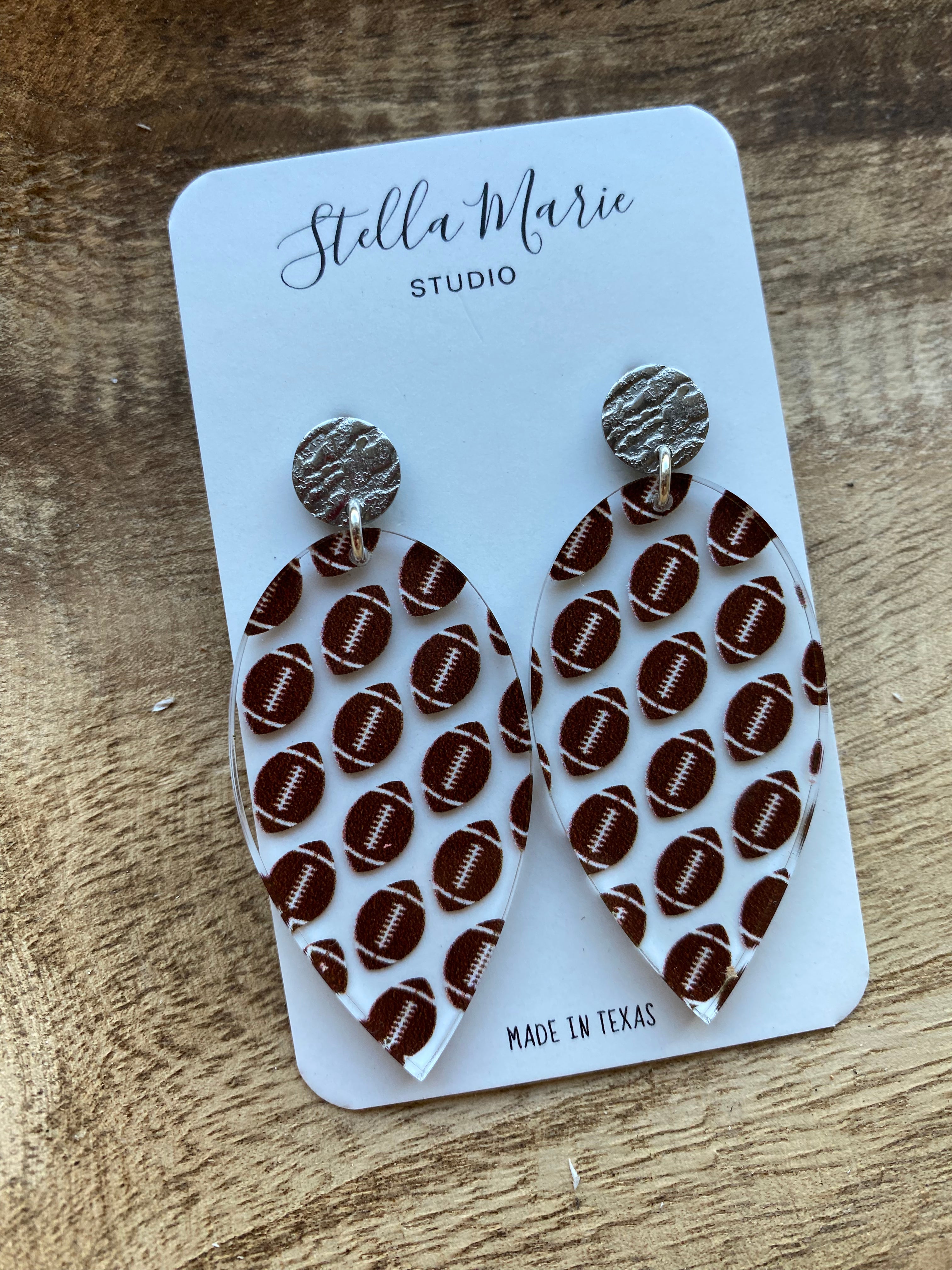 MULTIPLE STYLES: Football Acrylic Earrings