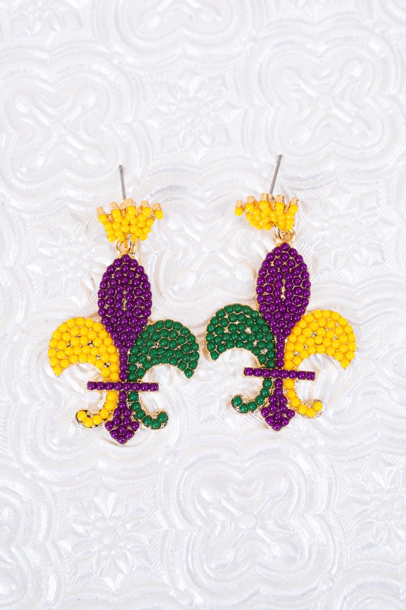 MARDI GRAS TIME SEED BEAD EARRINGS