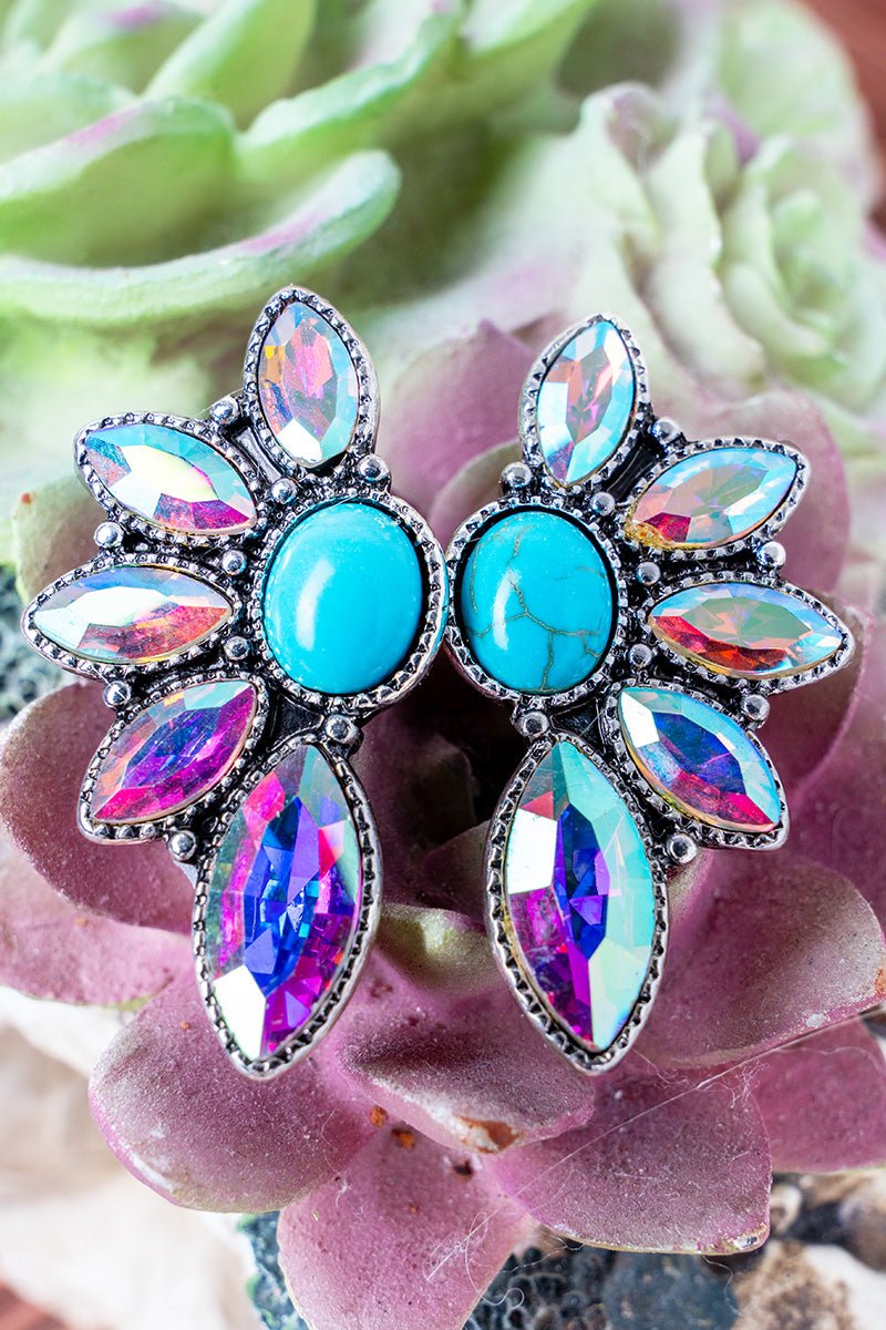 IRIDESCENT & TURQUOISE DESERT TWILIGHT EARRINGS