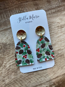 TWO OPTIONS: Pine Cones & Holly Acrylic Earrings