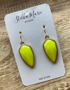 Neon Yellow Faceted Earrings