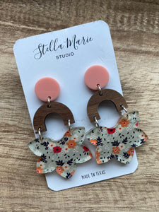 TWO STYLES: Floral Fun Acrylic & Wood Earrings