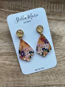 Small Spring Floral Acrylic Earrings