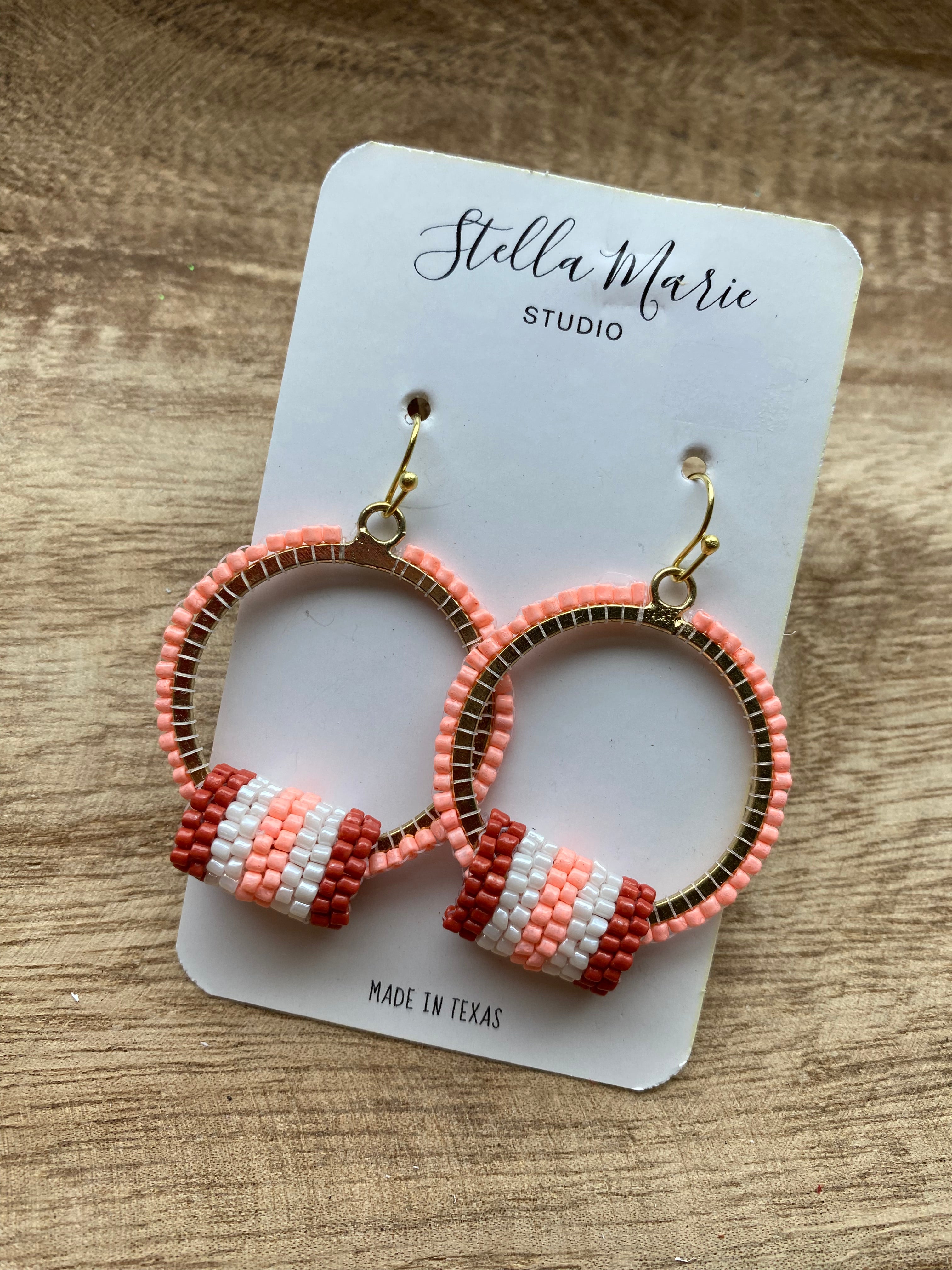 Coral & Pink Seed Bead Earrings