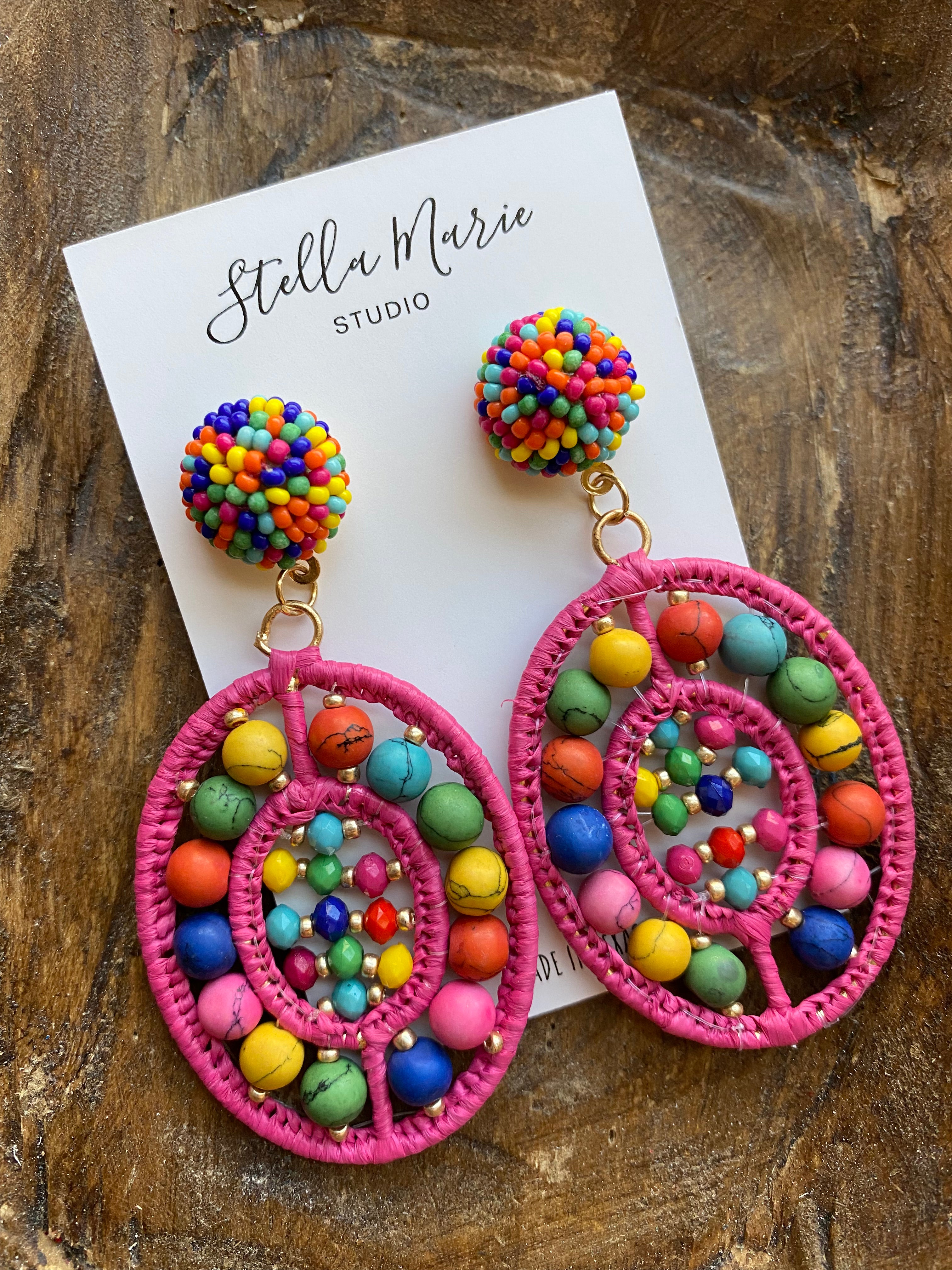 MULTIPLE COLORS: Color Explosion Oval Earrings