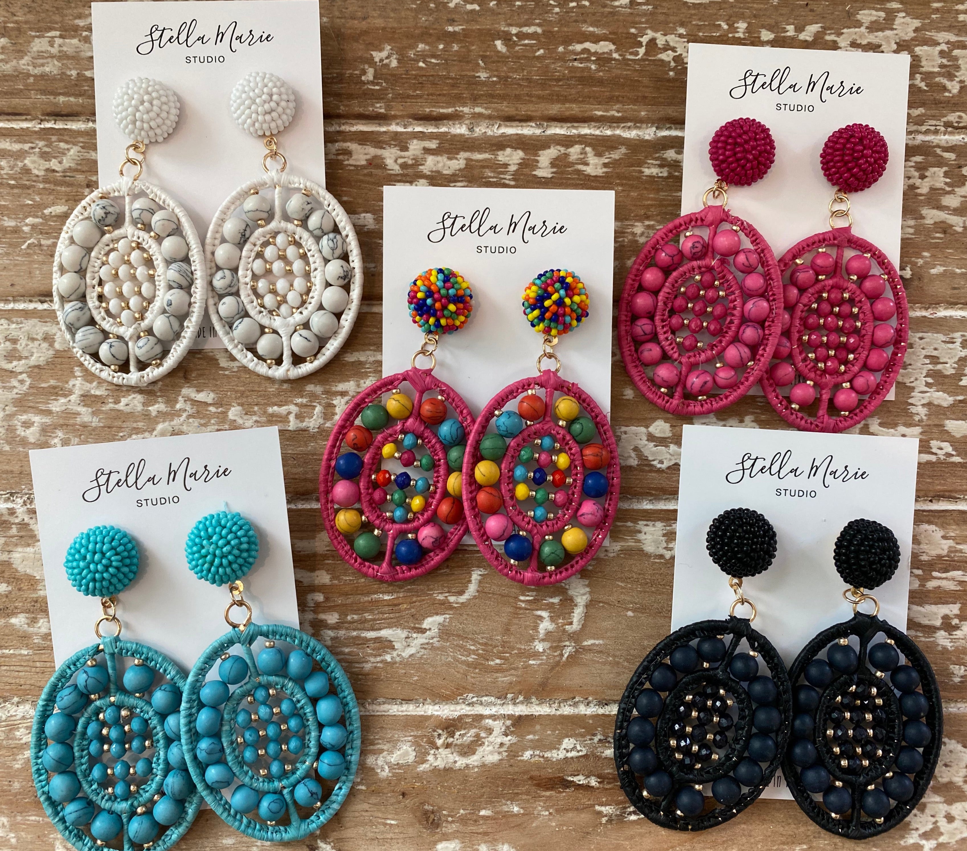 MULTIPLE COLORS: Color Explosion Oval Earrings