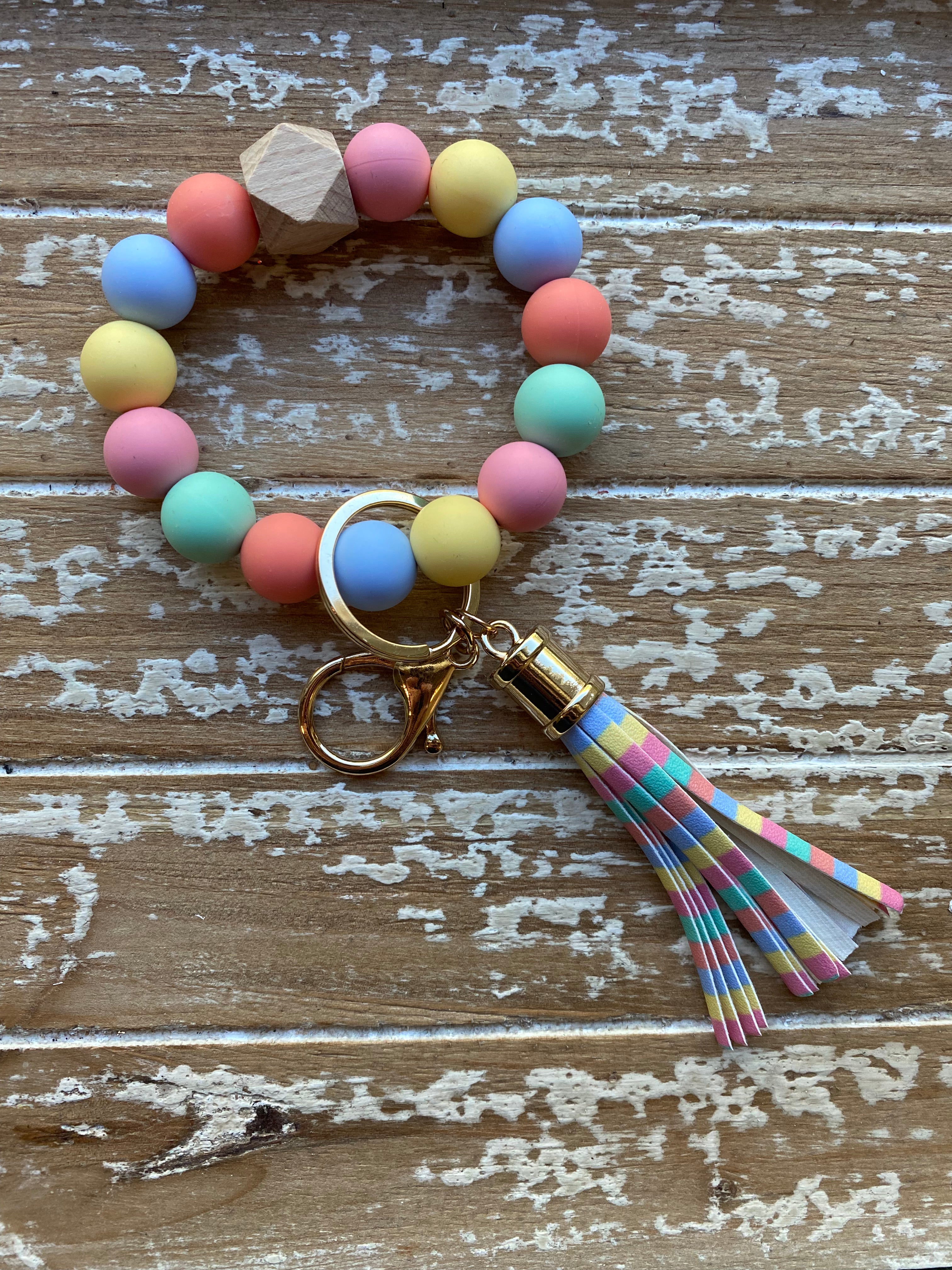 MULTIPLE COLORS: Silicone Beaded Key Ring Keychain