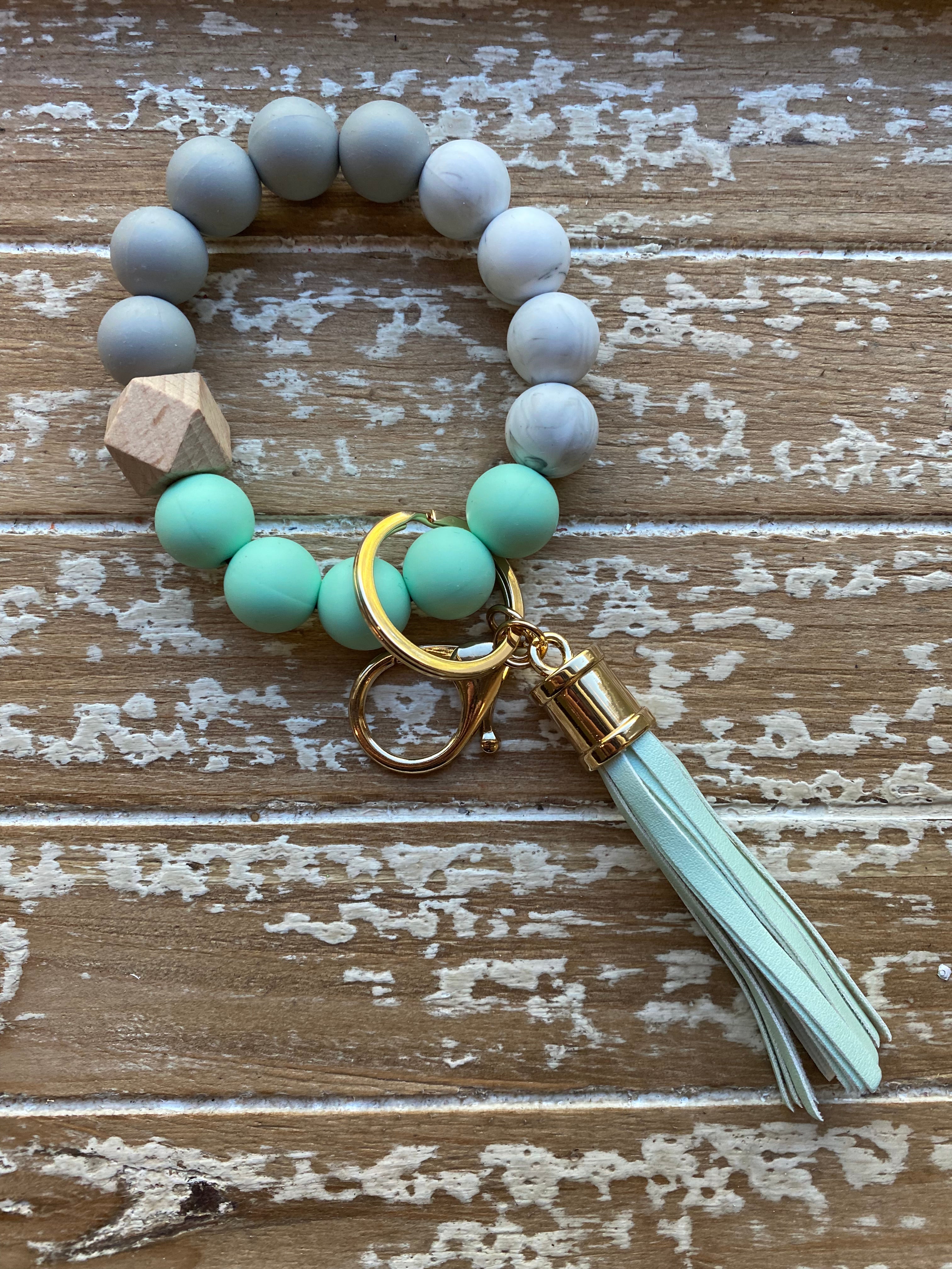 MULTIPLE COLORS: Silicone Beaded Key Ring Keychain