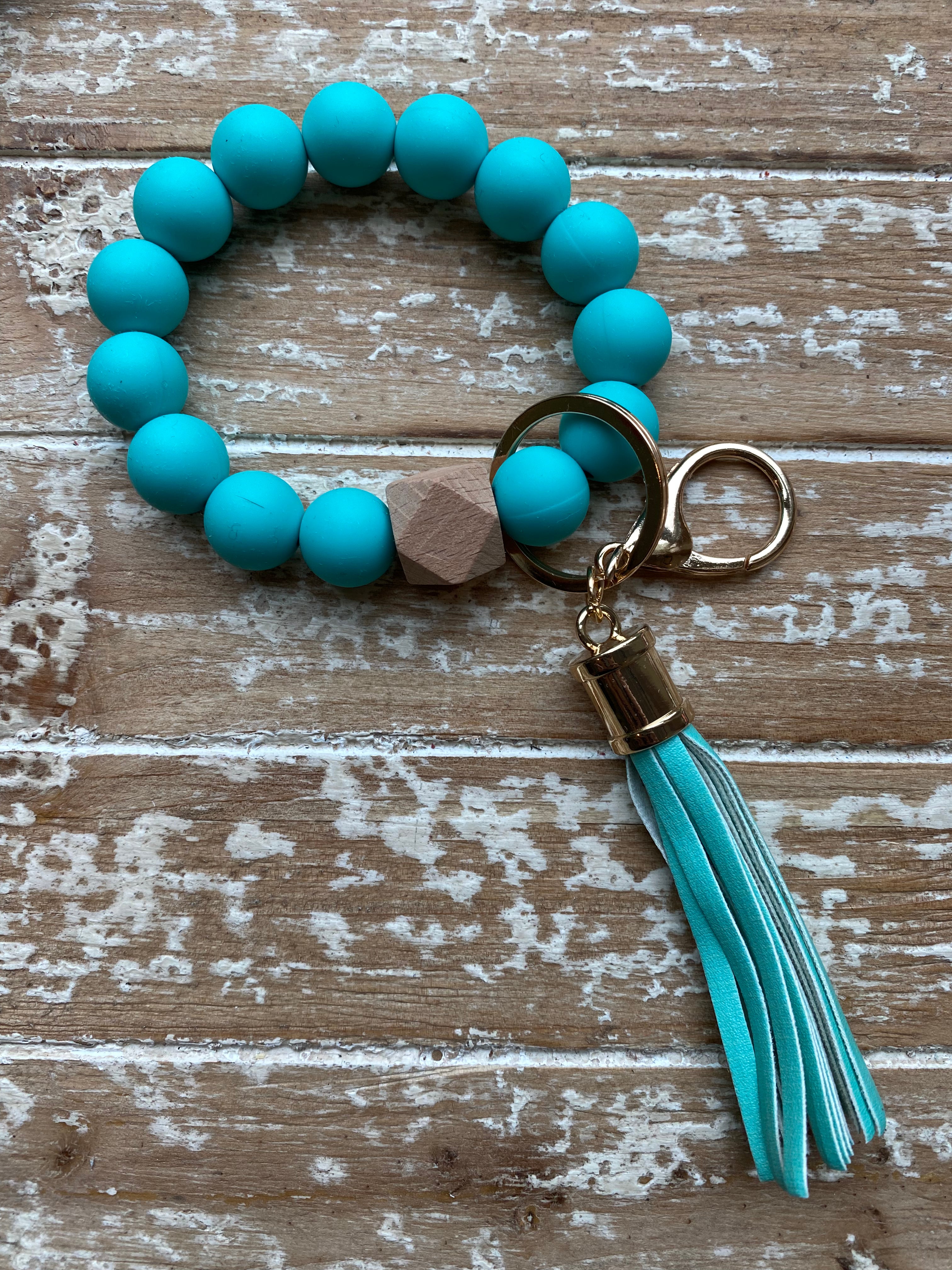 MULTIPLE COLORS: Silicone Beaded Key Ring Keychain