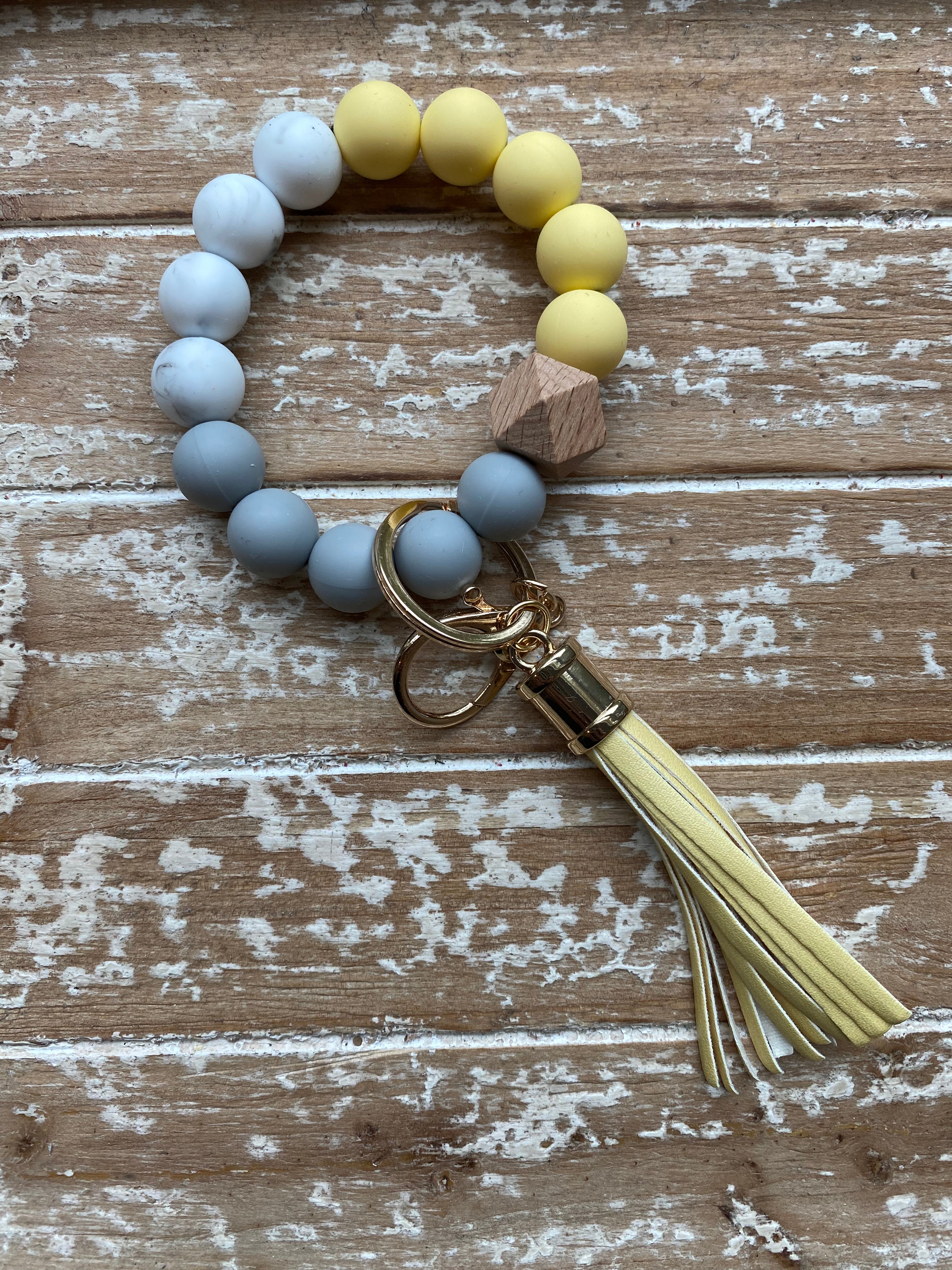 MULTIPLE COLORS: Silicone Beaded Key Ring Keychain