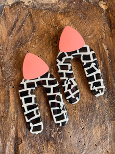 Coral & Crackle Acrylic Earrings
