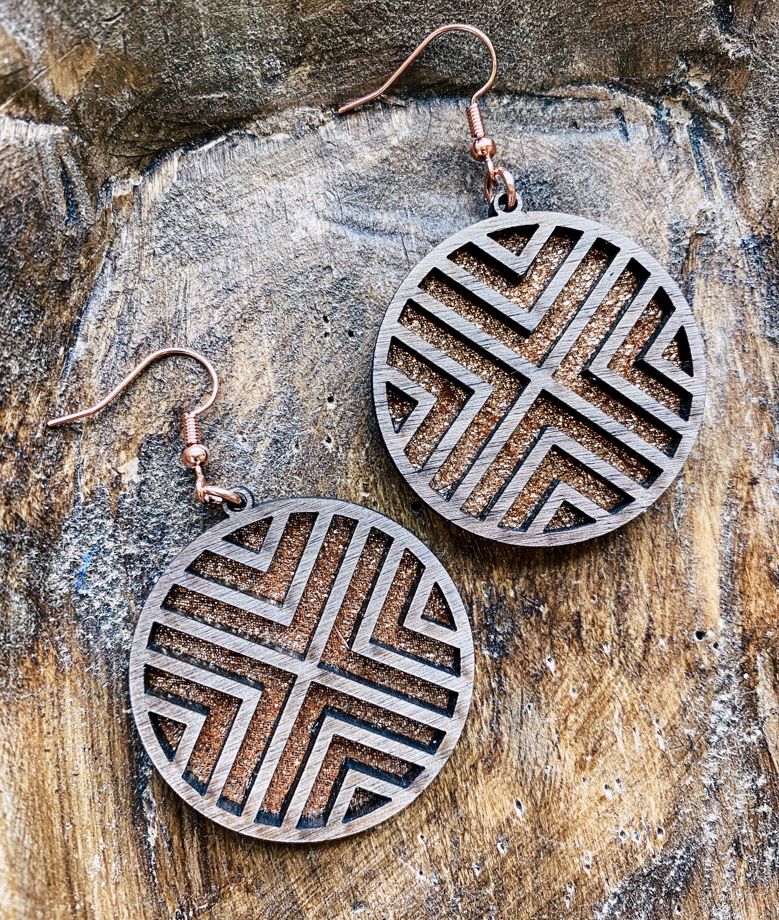 MULTIPLE OPTIONS: Wood & Leather Disc Earrings (2")