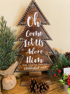 Oh Come Let Us Adore Him Wooden Tree