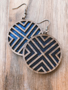 MULTIPLE OPTIONS: Wood & Leather Disc Earrings (2")